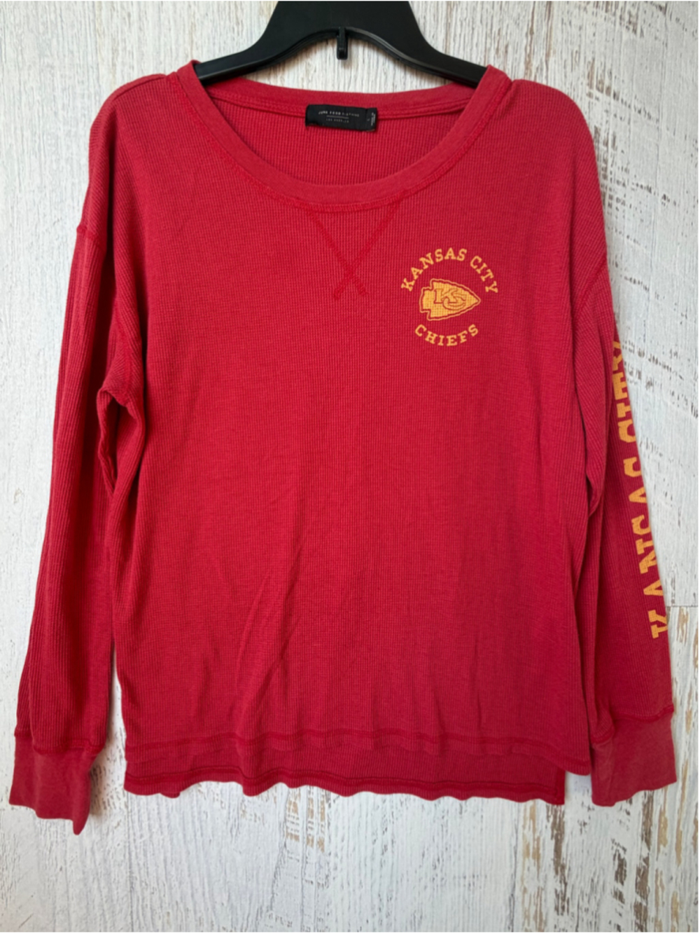 Women's Junk Food Kansas City Chiefs Waffle Knit Long Sleeve Tee Red Size L